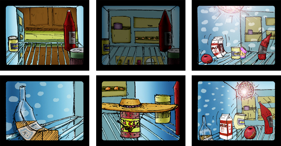 Party in the Fridge storyboard art